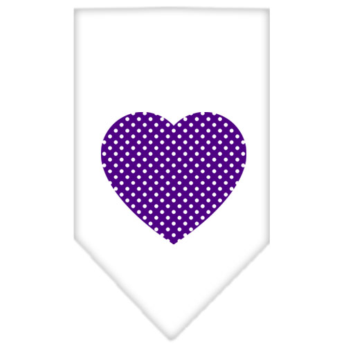 Purple Swiss Dot Heart Screen Print Bandana White Small